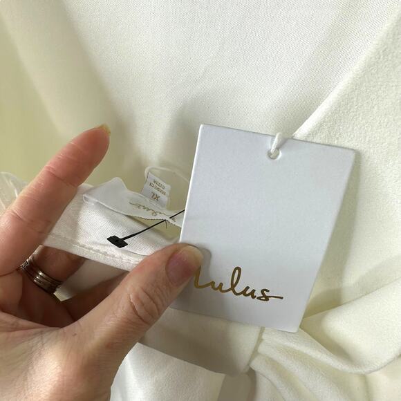 Lulus Bridal NWT Loving Fate White Bow Square Neck Backless Maxi Gown Dress XL - Picture 9 of 11